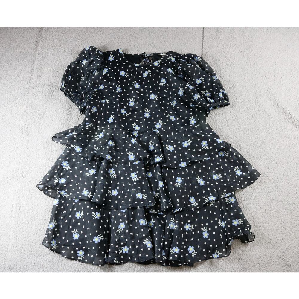 New Sandy Liang Dress Womens XL Floral Print Short Sleeve Tiered Dress